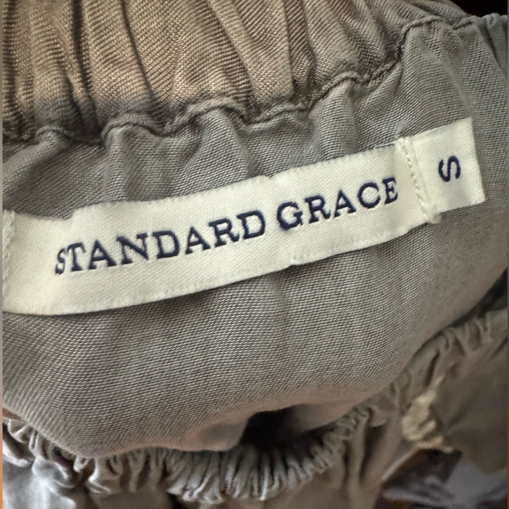 Standard Grace Boho Off-Shoulder Gray Peasant Top with Lace-Up Detail - EUC - Picture 3 of 4